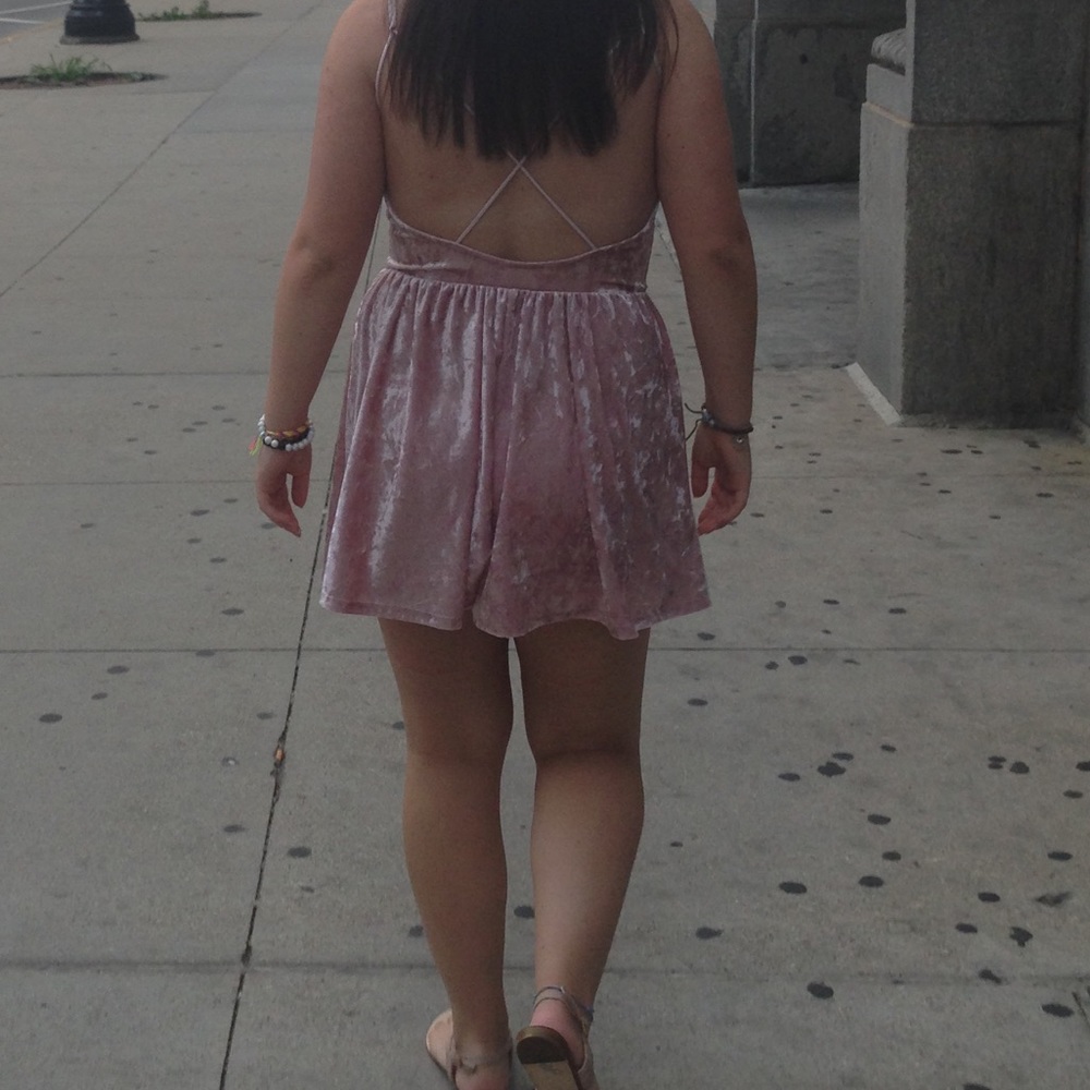 Crushed Velvet Backless Romper